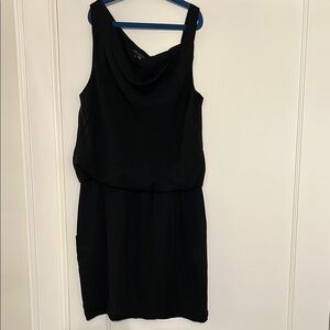 Black Cowl Neck Sheath Mini Dress